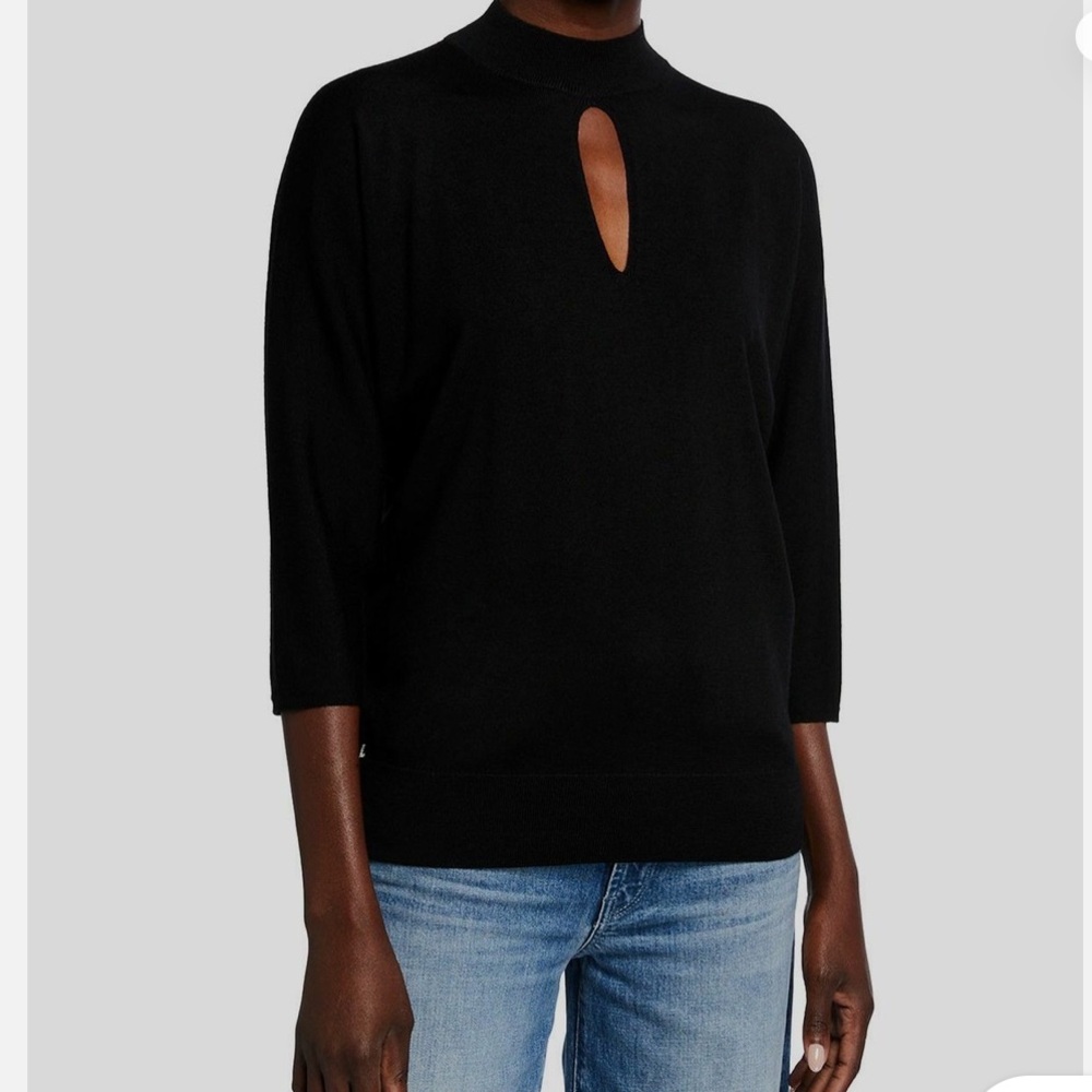 Lafayette 148 New York - Black Wool Blend Keyhole Sweater - XL